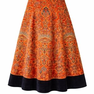 Soft Surroundings Womens Midi Skirt M Boho Southwest Mediterranean Velvet Hem